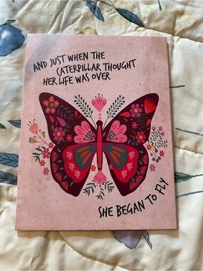 Pink Butterfly Inspirational Wall Art